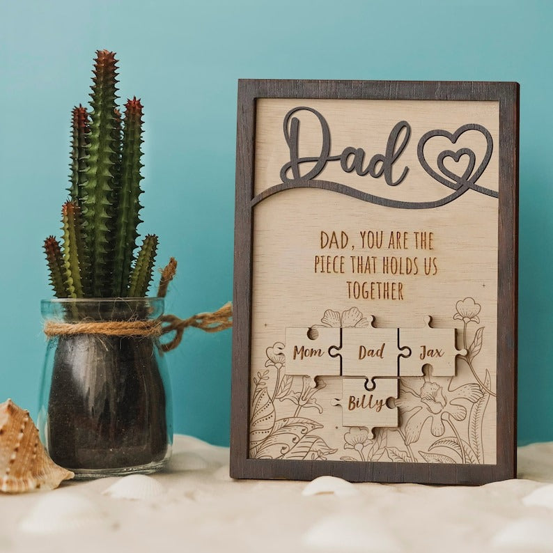 Custom Frame Dad, Custom Puzzle Piece Sign For Papa