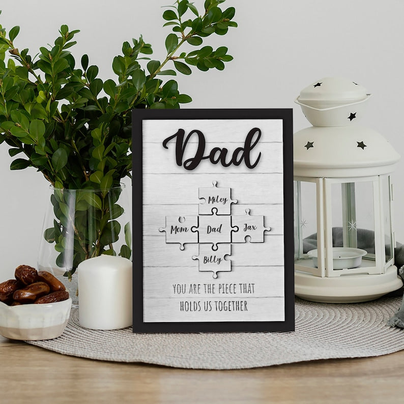 Custom Frame Dad, Custom Puzzle Piece Sign For Papa